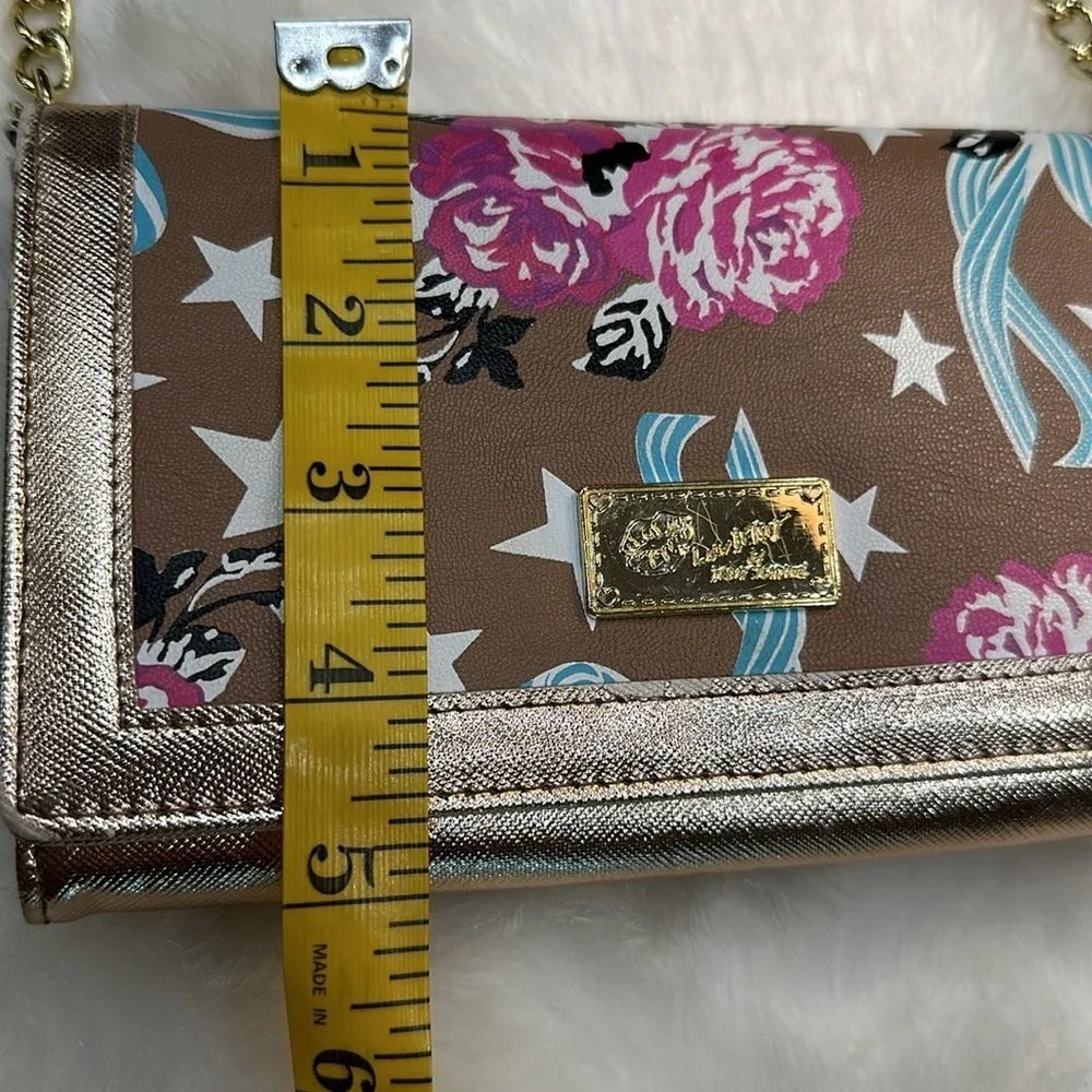 Luv Betsey crossbody wallet purse rose gold w/ gold accents and star purse charm